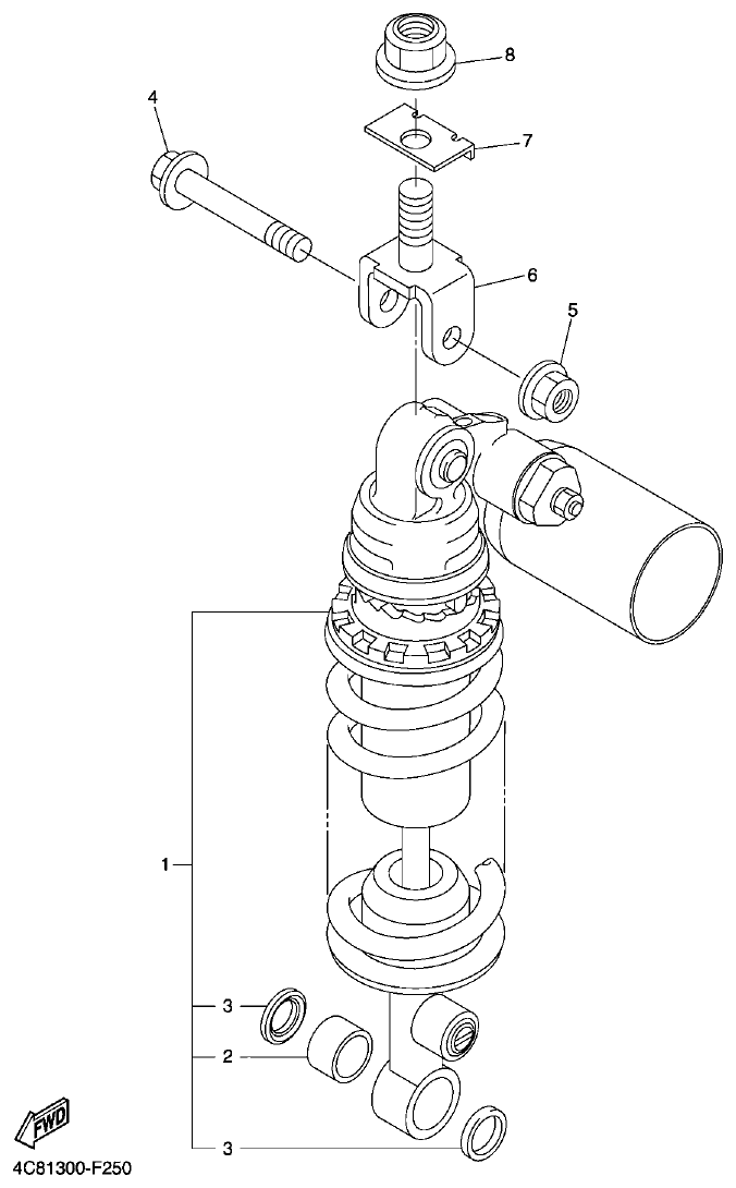 Yamaha R1 2008 REAR SUSPENSION parts diagram